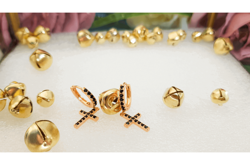 Σκουλαρίκια Clover Ασήμι σε Ρόζ Χρυσό χρώμα